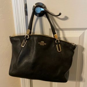 Black leather coach purse